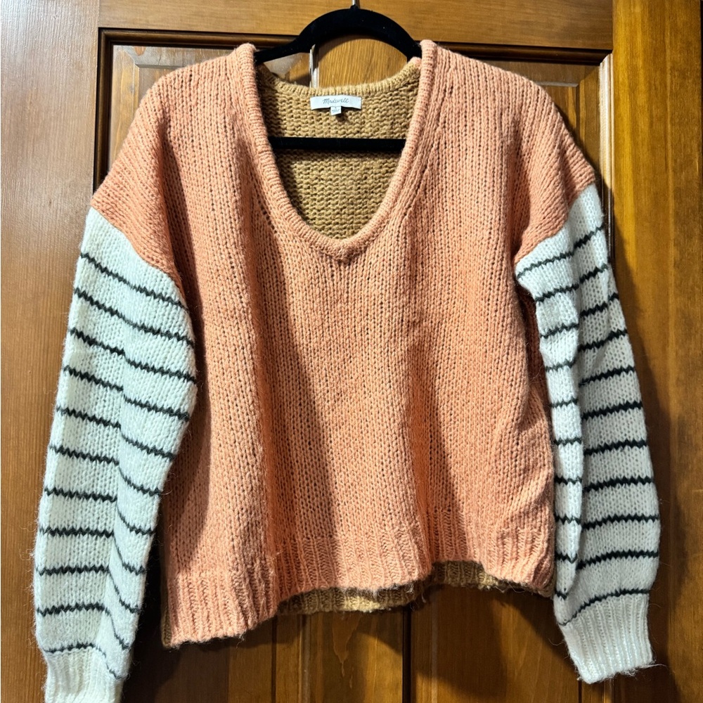 Striped Peach and Cream Sweater